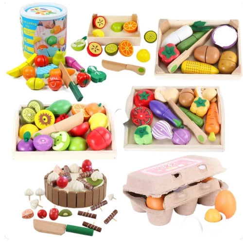 Wooden Play Cutting Fruit Vegetable Set