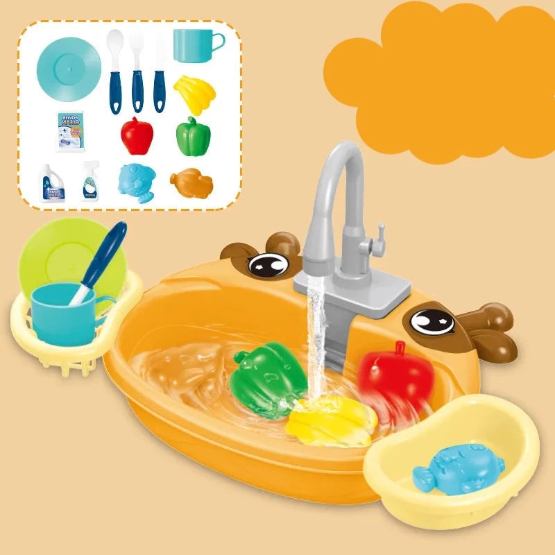 Educational Electric Mini Kitchen Set Dish Washing set