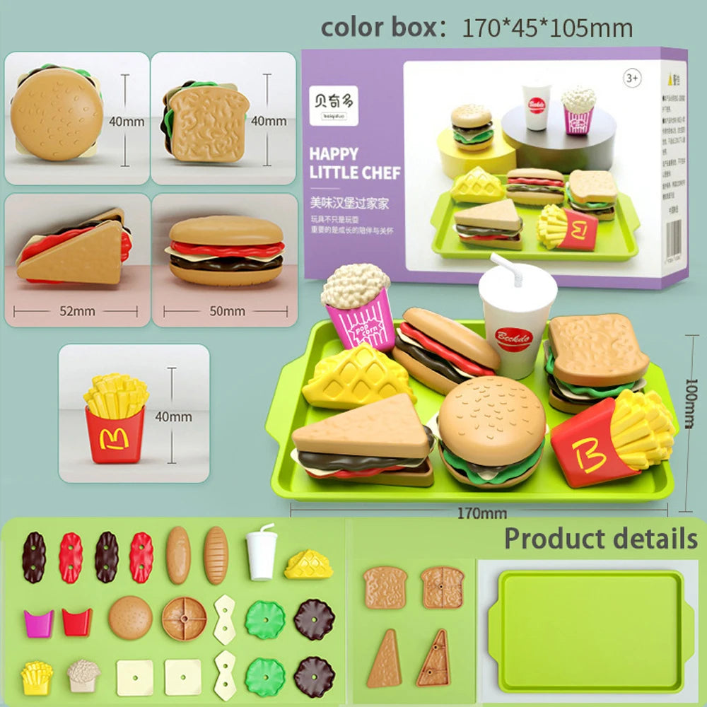 27pcs Montessori Pretend Hamburg Fries Food Role Play