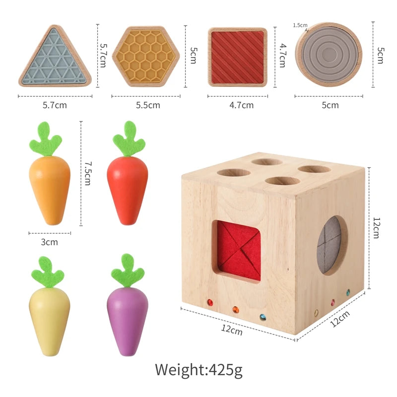 Wooden Montessori Toy Pull Radish Cart Game