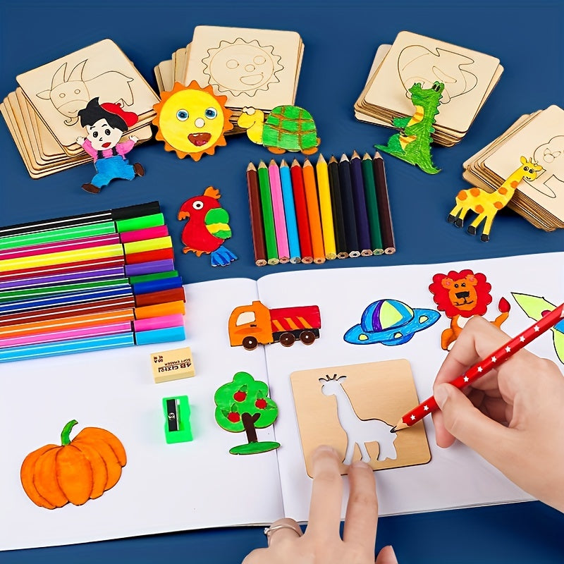 Wooden Drawing Stencils Kit, 20pcs