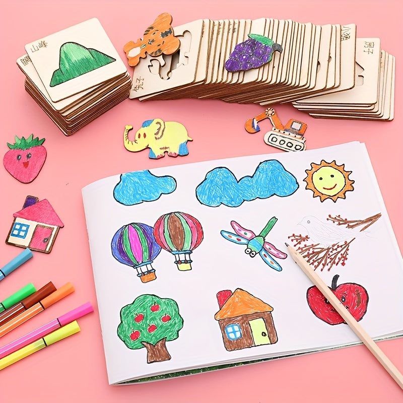 Wooden Drawing Stencils Kit, 20pcs