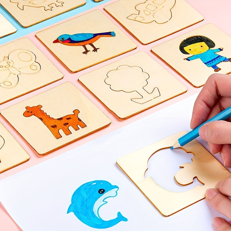 Wooden Drawing Stencils Kit, 20pcs