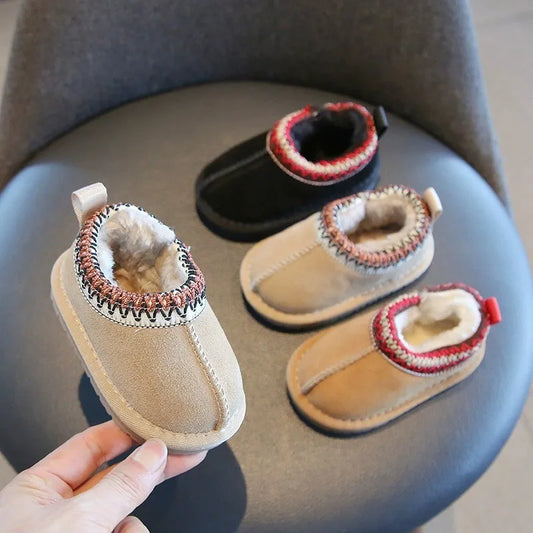 Kids Snow Boots Fashion Warm Winter Ankle Boot Versatile Thick 2025 Retro Baby Girls Shoes Classic Ethnic Boys Boot 1-4 Y Botas