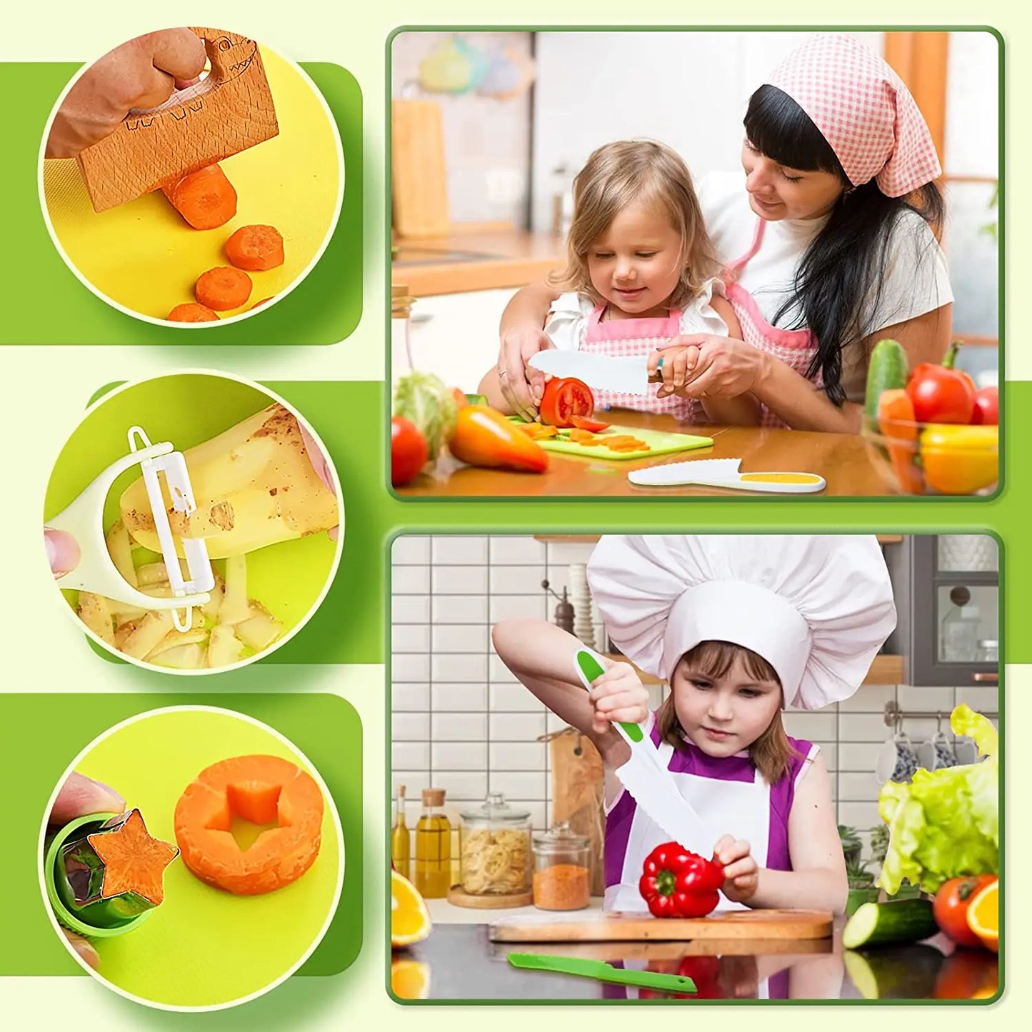 13 Pieces Montessori Kitchen Tools for Toddlers-Kids Safe Cooking Set