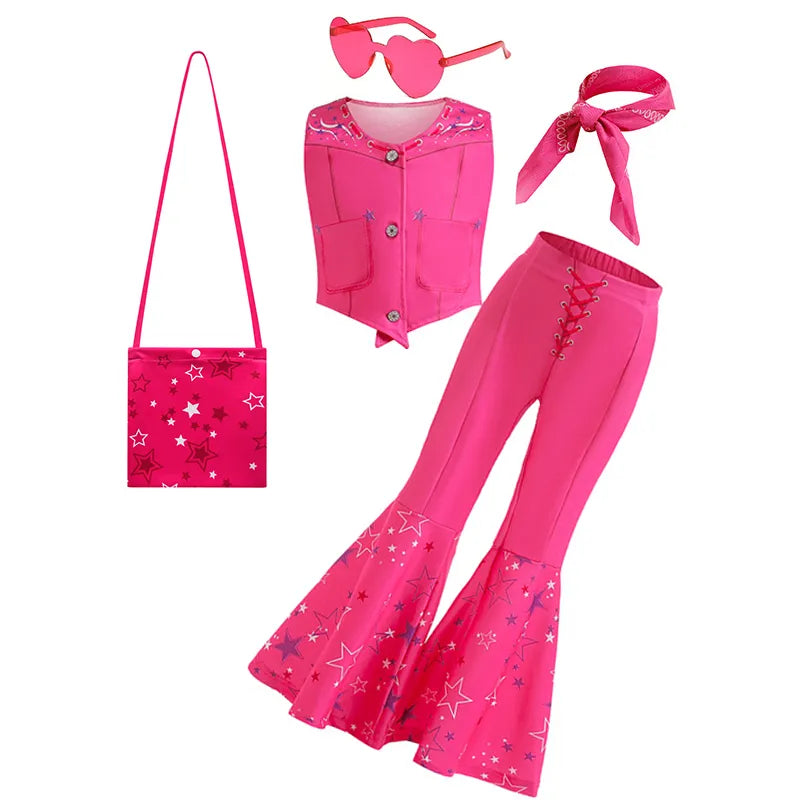 Barbie Movie Pink Girl Costume Top and Pants Barbier Set for Girl Fantasia Kids Halloween Birthday Party Princess Dress Costume – Early Learners