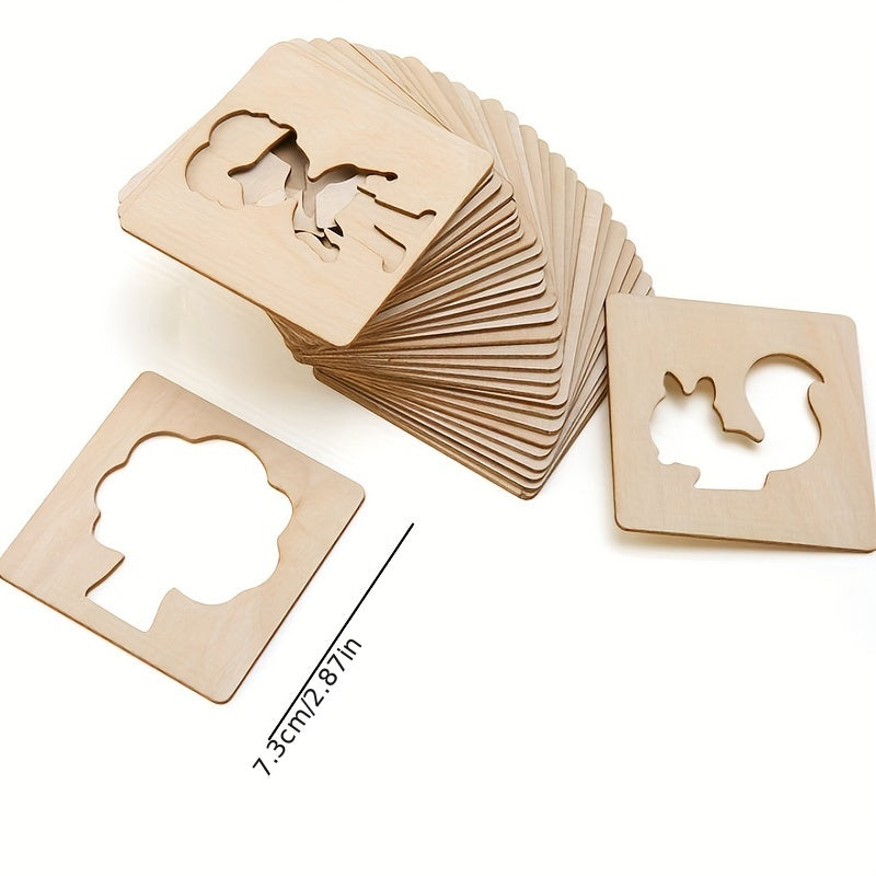 Wooden Drawing Stencils Kit, 20pcs