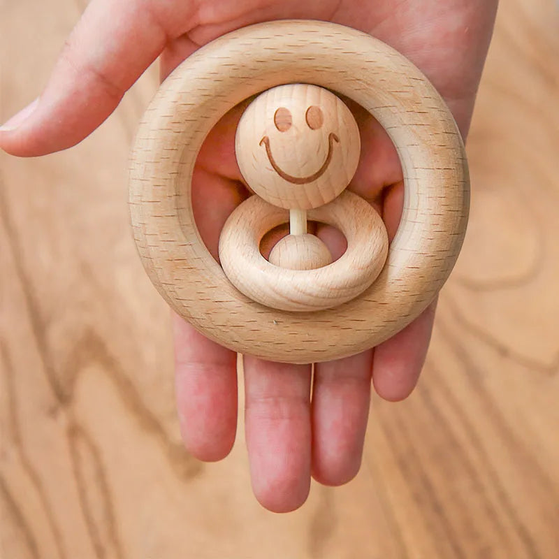 1pc Baby  Montessori Wooden Rattle