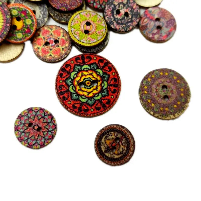 100pcs 15/20/25mm Wooden Buttons for Loose Parts and Creative Play