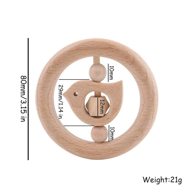 1pc Baby  Montessori Wooden Rattle