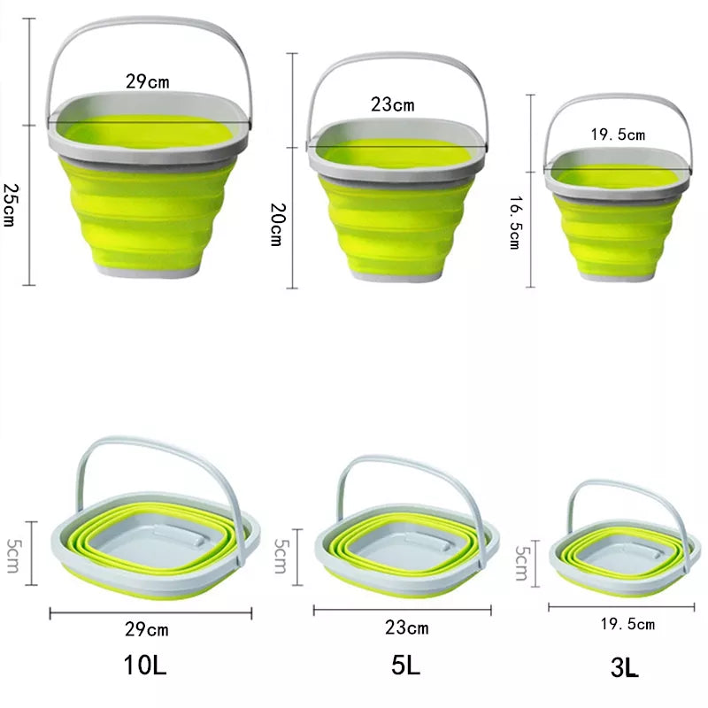 Folding Square Bucket Car Wash Outdoor Fishing Supplies Bathroom Kitchen Camp Bucket 5L/10L/15L