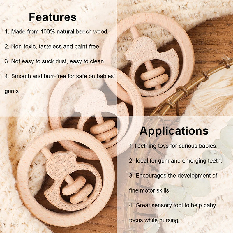 1pc Baby  Montessori Wooden Rattle