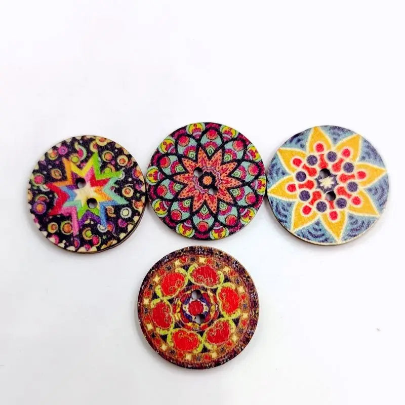 100pcs 15/20/25mm Wooden Buttons for Loose Parts and Creative Play