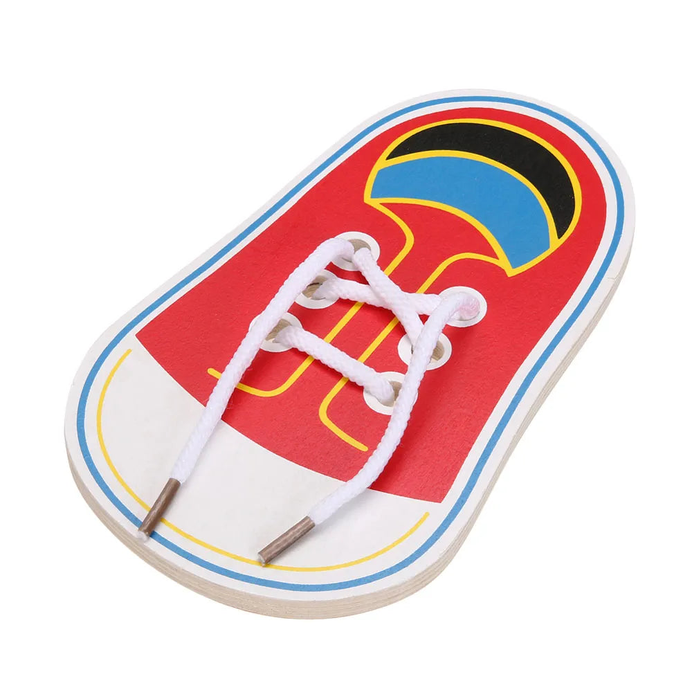 Children Wooden Tie Shoe Lace, Montessori Learning