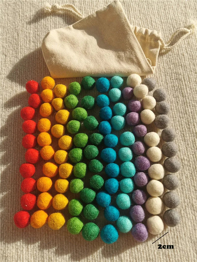 Creative Play Montessori Sensory Wooden Toys, Calculate  Semi Tray 100  Board  with Felt Balls,  Alphabets Numbers.