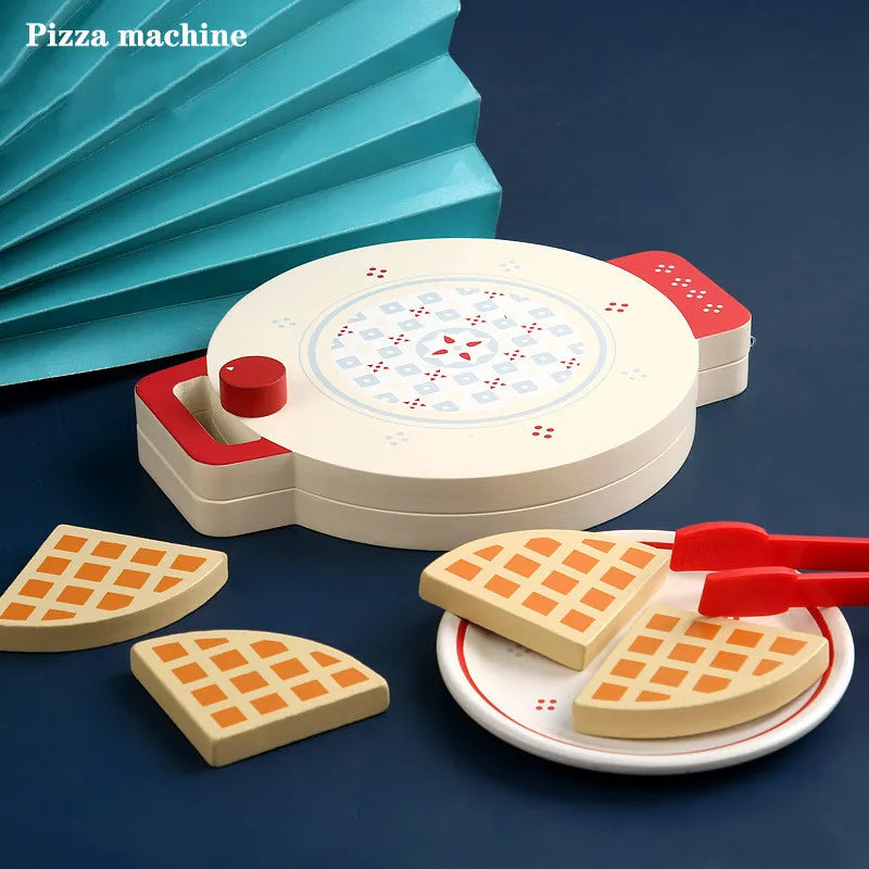 Wooden Kitchen Cooking Kitchen Toy Toaster Coffee Mixer Waffle Maker Montessori Learning