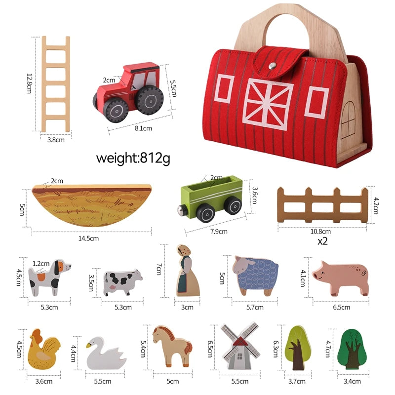 Wooden Montessori Toy Pull Radish Cart Game