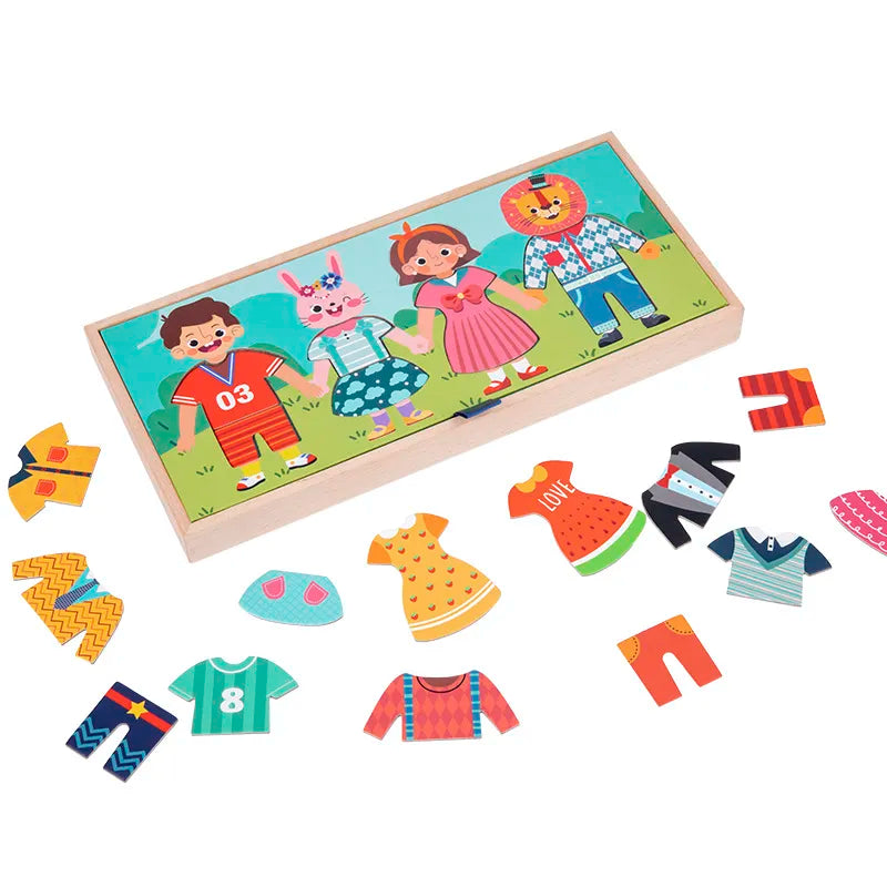 Drying Rack Clothes Dress-Up Jigsaw Puzzle Montessori Wooden Toy