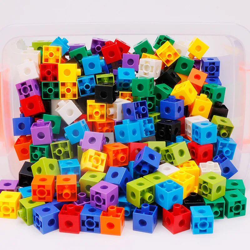 Linking Cubes Math Blocks Toy with Activity Cards 100pcs Numbers Counting Set