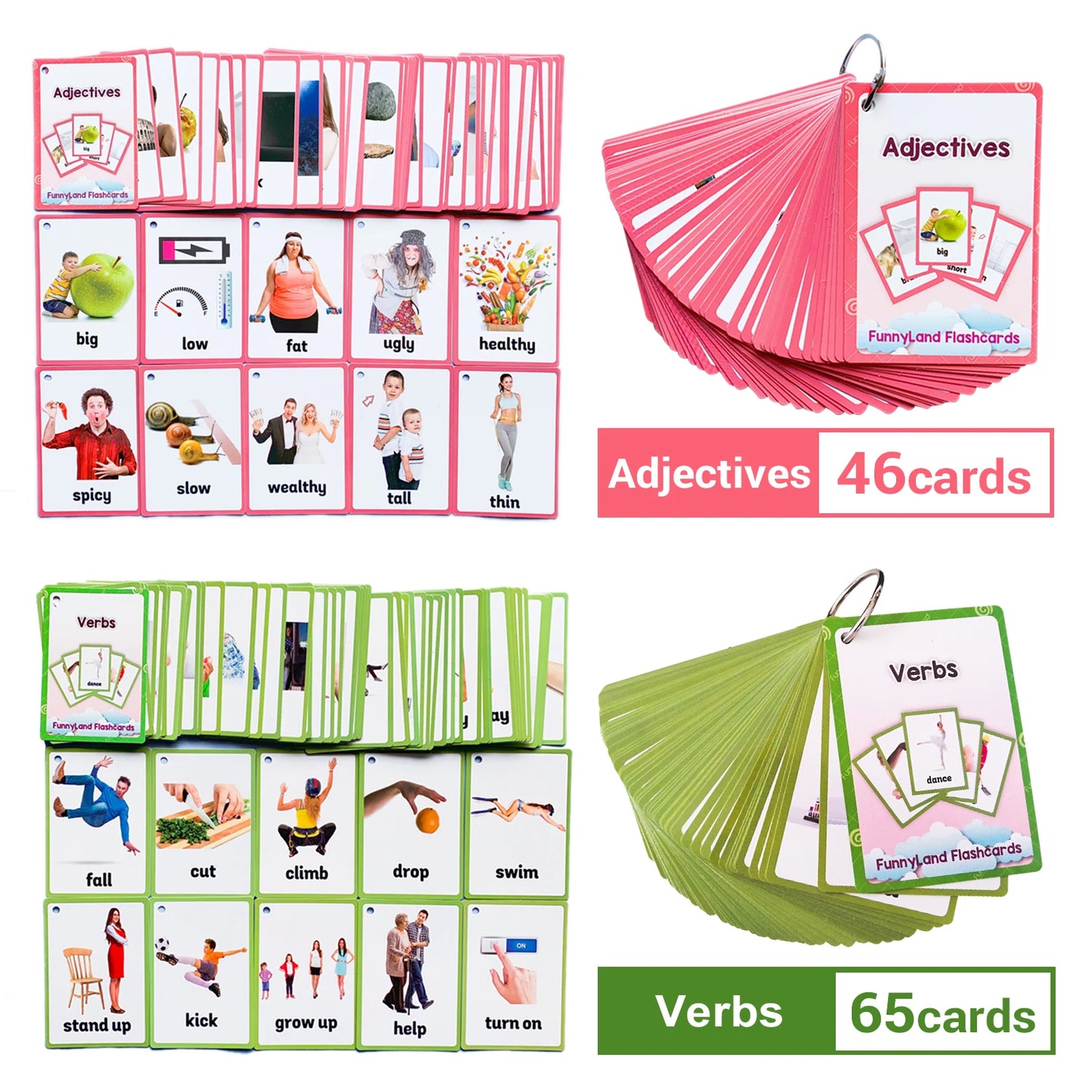 2 Sets of Montessori Baby Learning  Word Flash pocket Cards