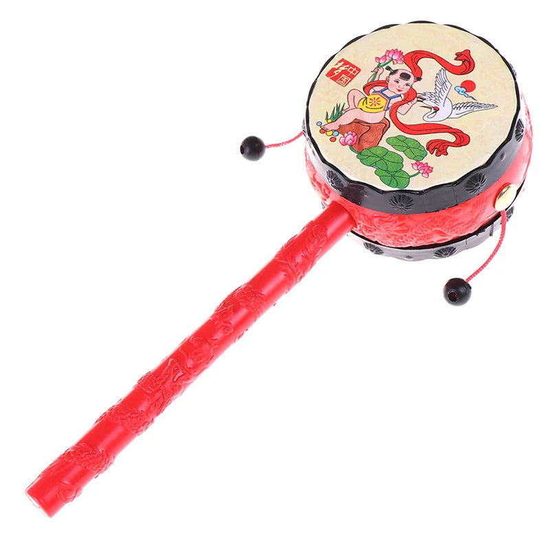 1Pc Chinese Traditional Spin Toy Rattle Drum