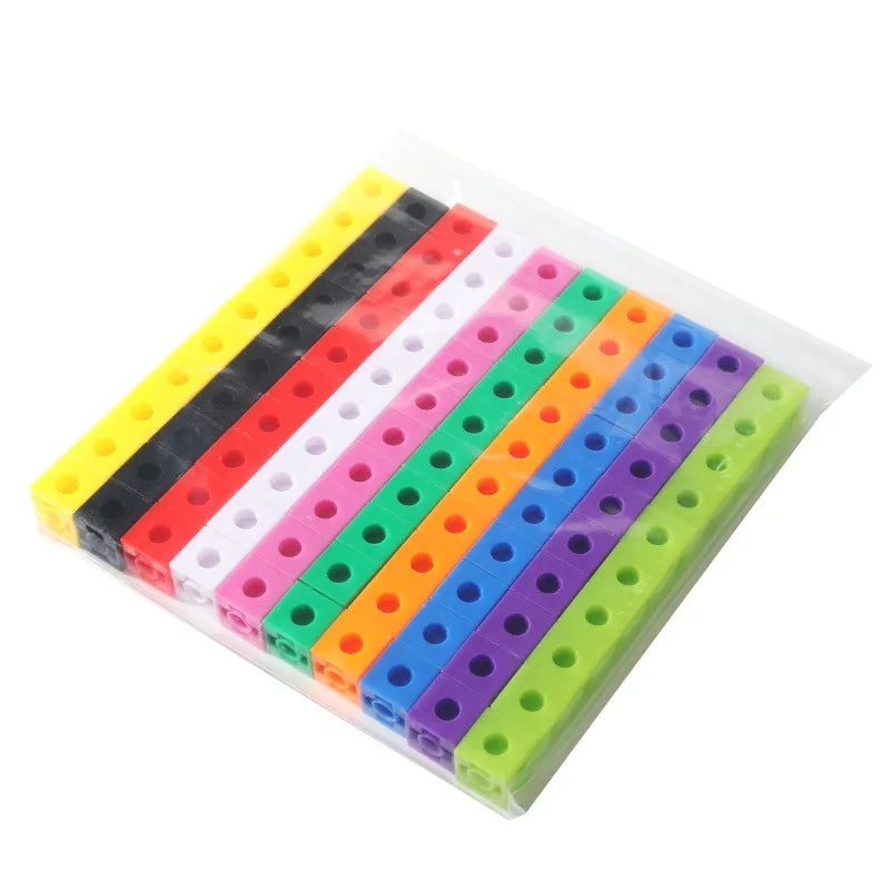 Linking Cubes Math Blocks Toy with Activity Cards 100pcs Numbers Counting Set