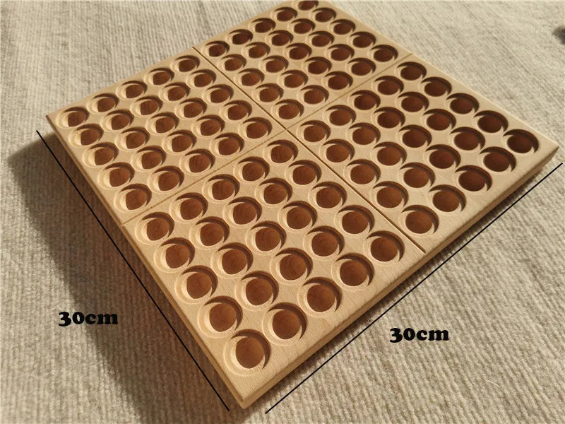 Creative Play Montessori Sensory Wooden Toys, Calculate  Semi Tray 100  Board  with Felt Balls,  Alphabets Numbers.