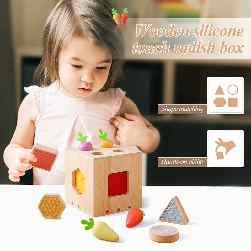Pulling out Radish Shape Matching Wooden Educational Toy