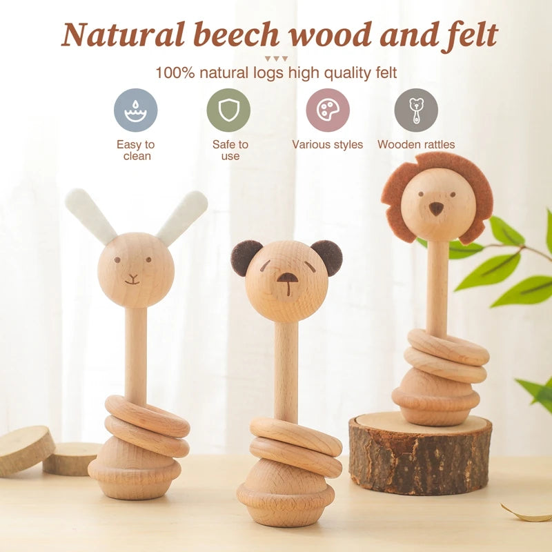 Baby Wooden Montessori  Rattle Puzzle