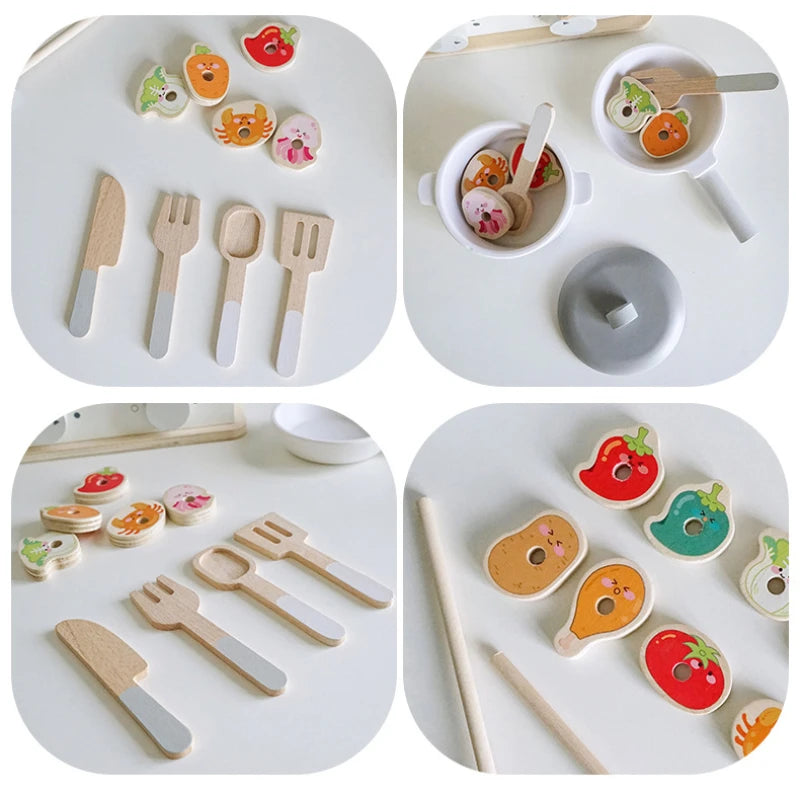 Wooden BBQ Set Play Role Game