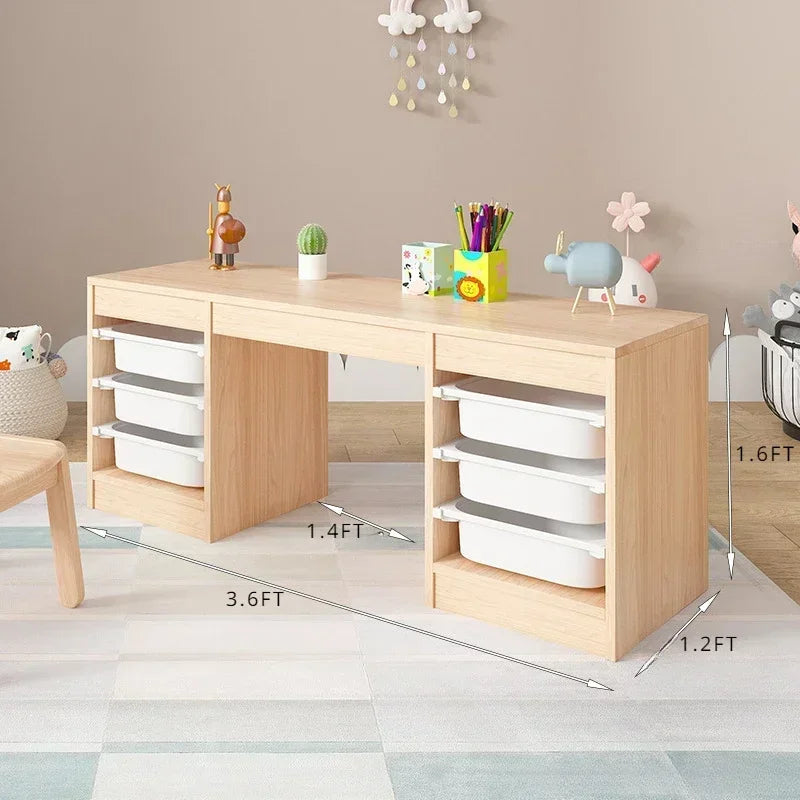Toy Storage Drawer Organizer for Kids Children Furniture Study Table with  Wooden Box Kids Table Storage and Organization