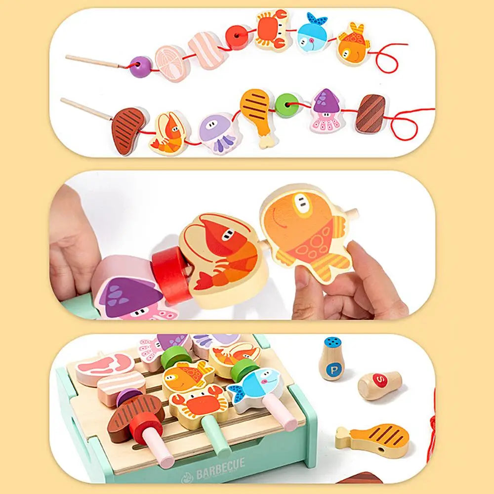 Wooden Play Barbecue Kids Grill Playset