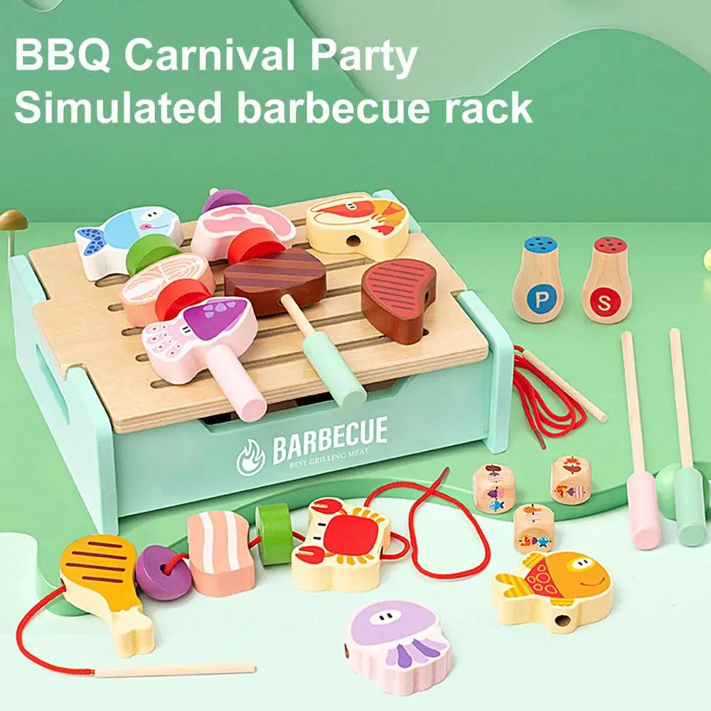 Wooden Play Barbecue Kids Grill Playset