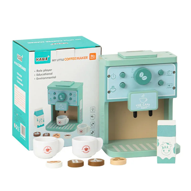 Wooden Kitchen - Pop-Up Toaster, 9Pcs Play Set, Pretend Play Food
