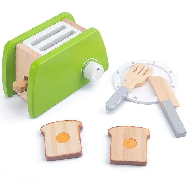 Wooden Kitchen Pretend Wooden Coffee , Toaster, Food Mixer.
