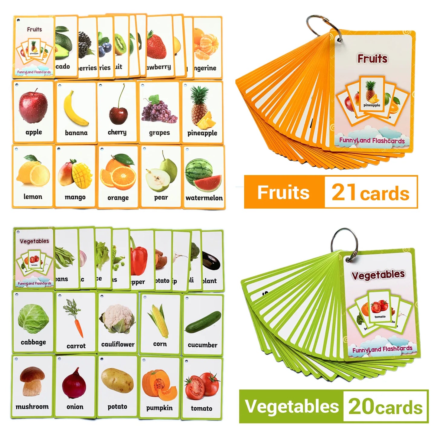 2 Sets of Montessori Baby Learning  Word Flash pocket Cards