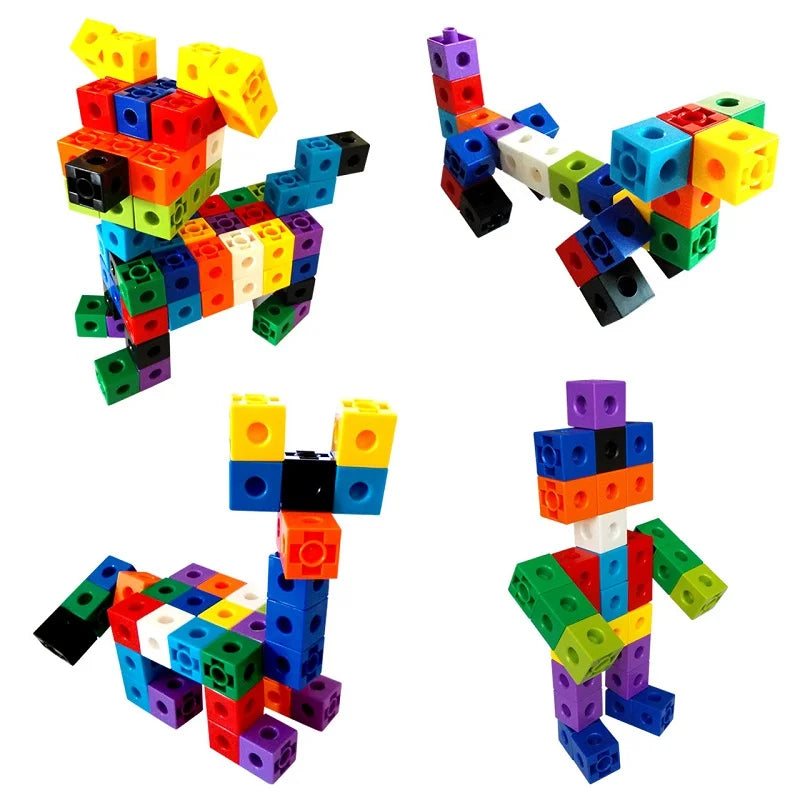 Linking Cubes Math Blocks Toy with Activity Cards 100pcs Numbers Counting Set