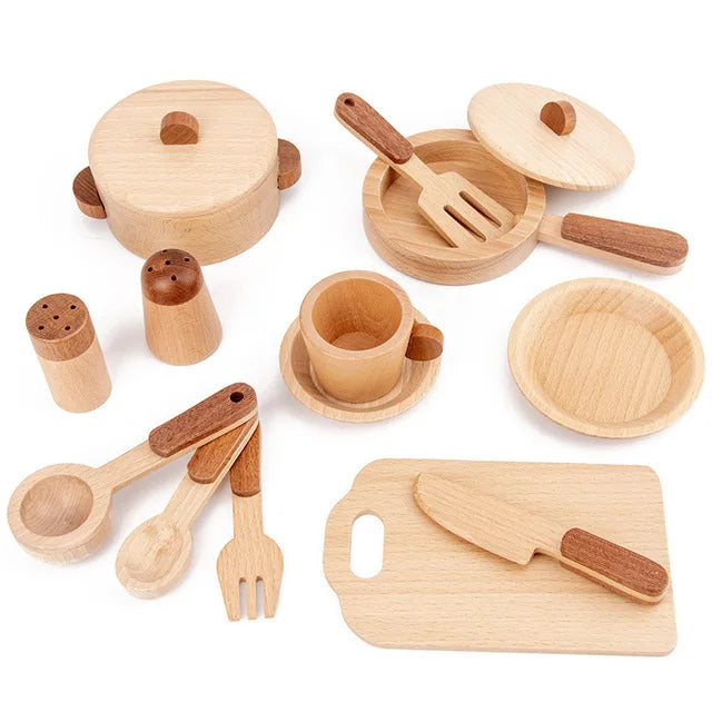Natural Wood Fruits And Vegetables Cook Play House Simulation Color Toy Preschool Toy Kitchenware Cognitive Wooden Toy Kids Gift