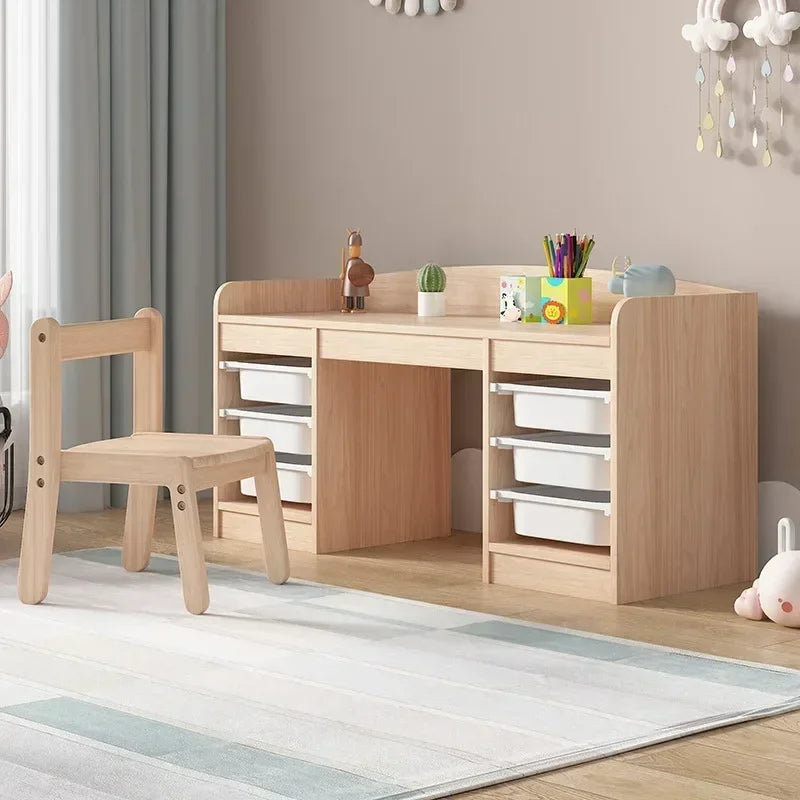 Toy Storage Drawer Organizer for Kids Children Furniture Study Table with  Wooden Box Kids Table Storage and Organization