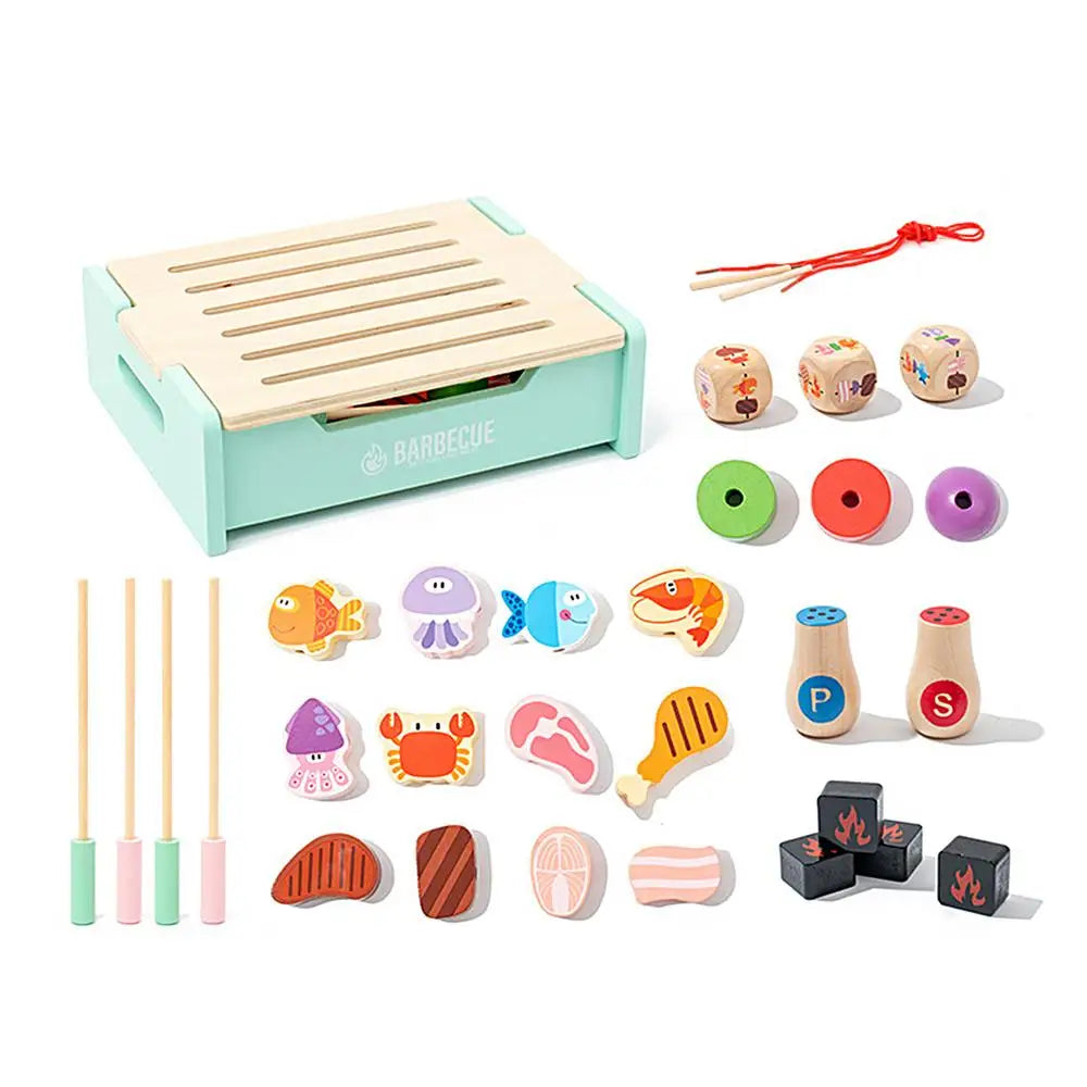 Wooden Play Barbecue Kids Grill Playset