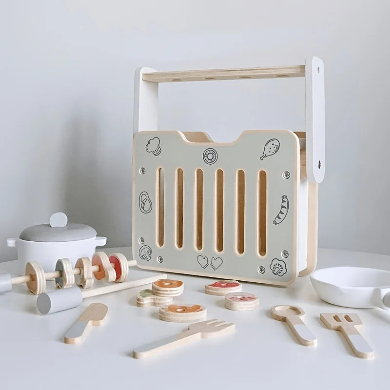 Wooden BBQ Set Play Role Game