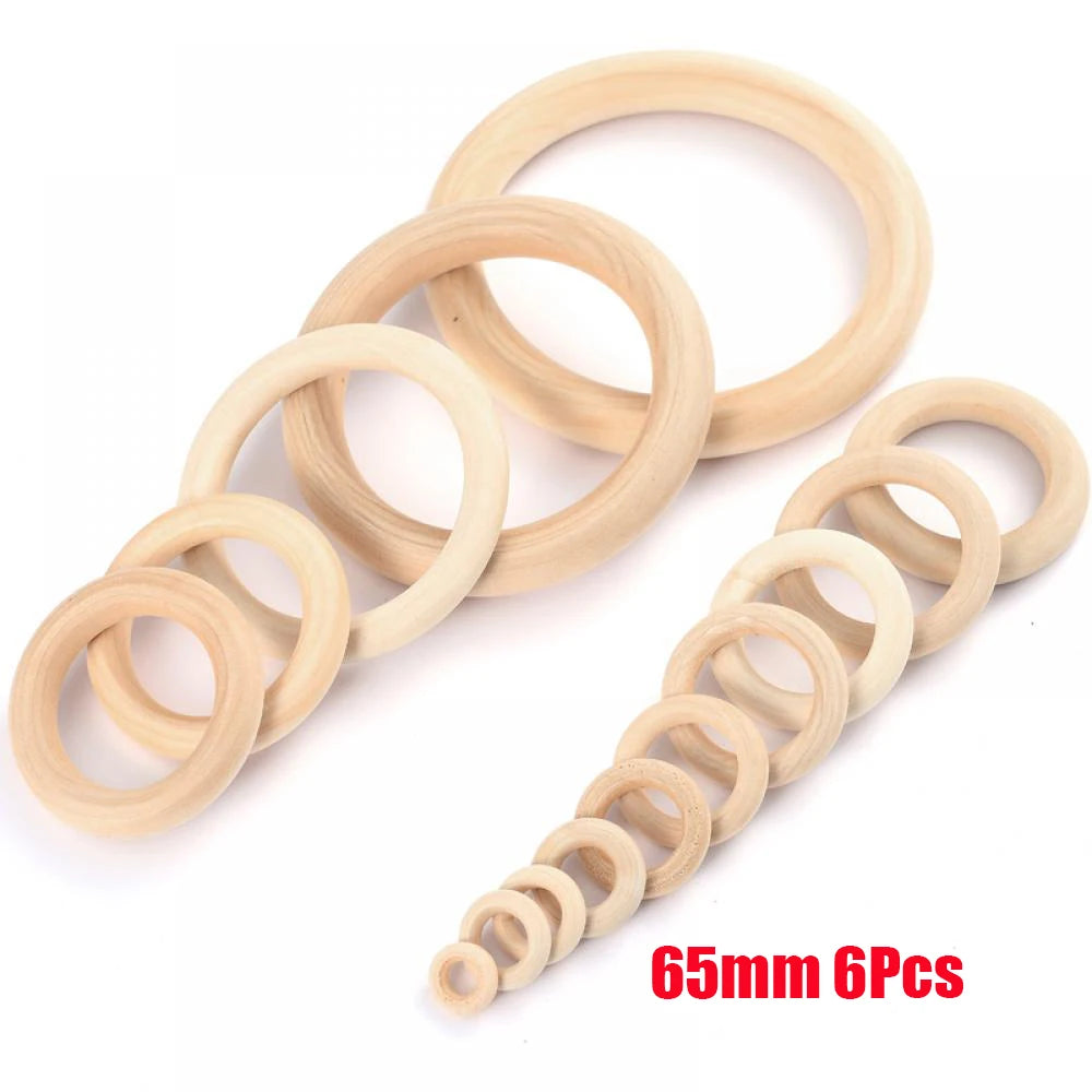 12-125mm Wooden Rings Teether / Crafts  Handmade Natural Maple Wood