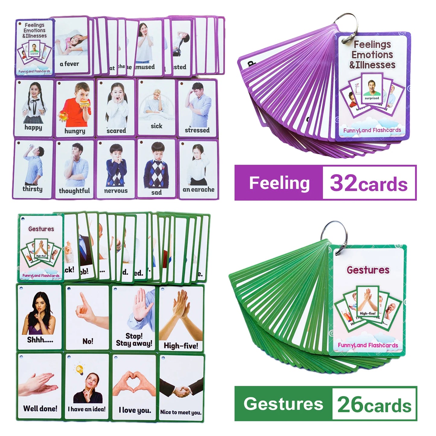 2 Sets of Montessori Baby Learning  Word Flash pocket Cards