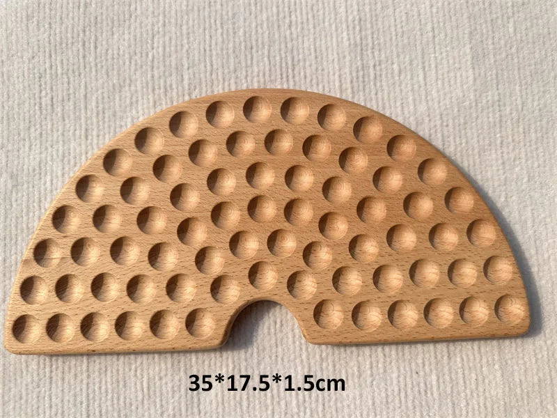 Creative Play Montessori Sensory Wooden Toys, Calculate  Semi Tray 100  Board  with Felt Balls,  Alphabets Numbers.