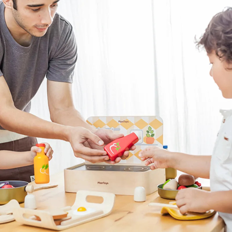 Kitchen Wooden 3D Toys,  Sauce Bottle, Honey, Lifelike Strawberry.