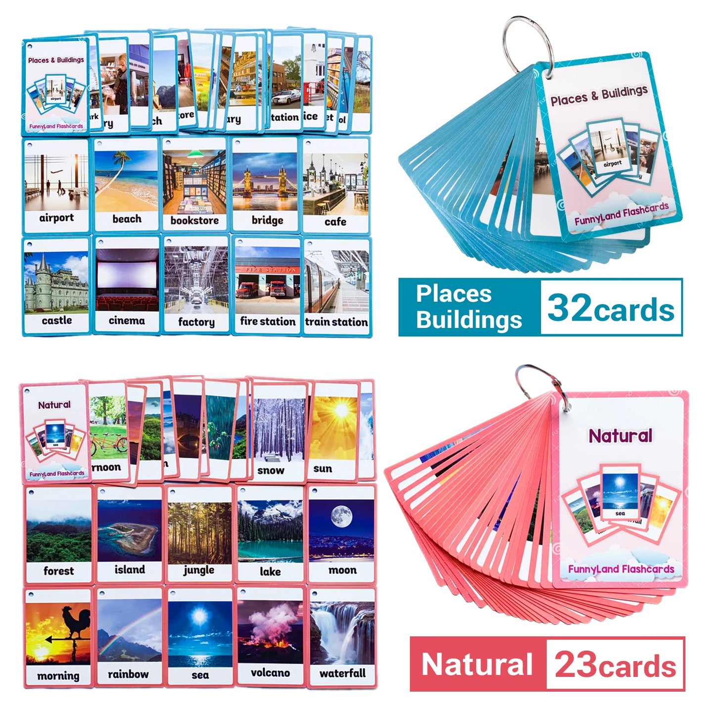2 Sets of Montessori Baby Learning  Word Flash pocket Cards