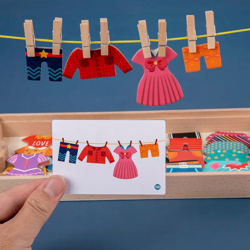 Drying Rack Clothes Dress-Up Jigsaw Puzzle Montessori Wooden Toy