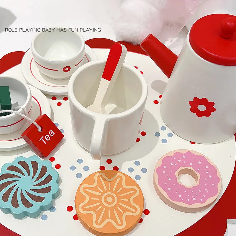 Wooden Kitchen Cooking Kitchen Toy Toaster Coffee Mixer Waffle Maker Montessori Learning