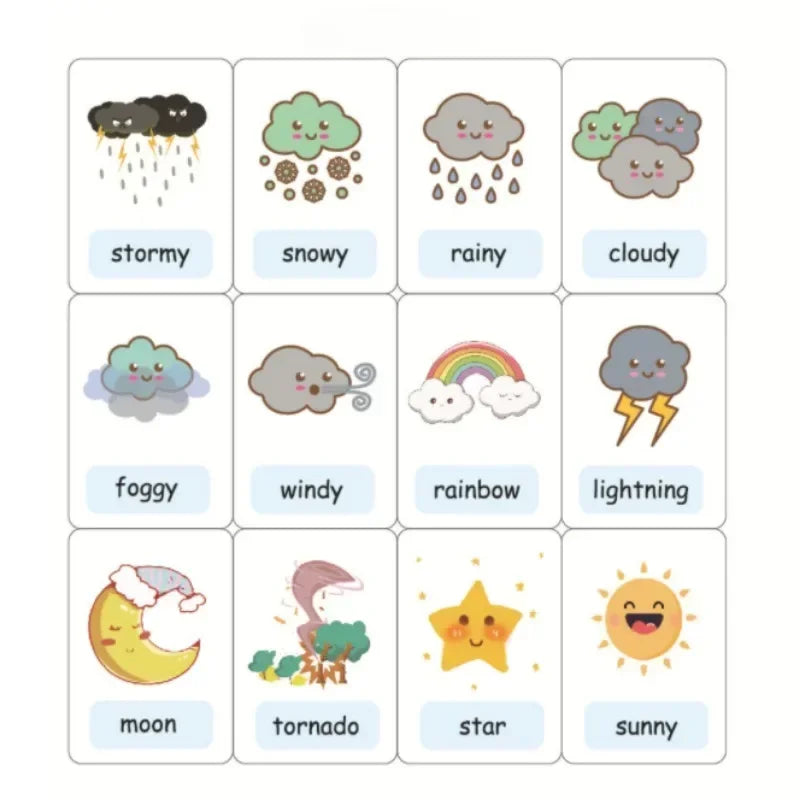 Montessori Emotion, Weather Learning Flash Cards