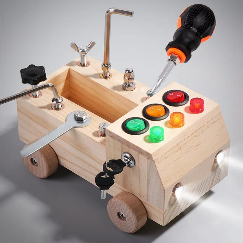 Wooden LED Switch,Disassembly and Assembly, Screws and Nuts  Montessori Busy Board